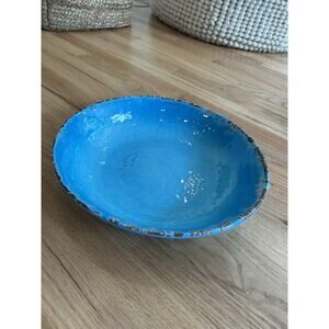 Williams Sonoma Melamine 13” Serving Bowl‎ Turquoise Hammered Blue